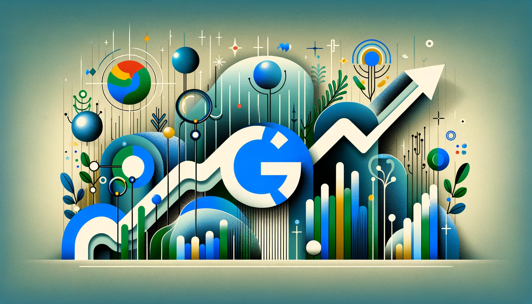 A sleek, wide-format blog cover image representing Google's 2023 job market trends. It features the Google logo, abstract elements, and graphical representations of fluctuating trends in shades of blue and green, highlighting the dynamic job market.